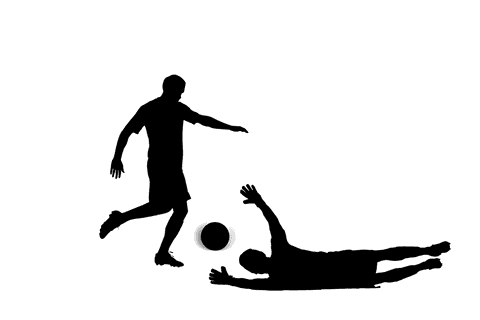 Dynamic Silhouettes of Male Football Players on Transparent Background