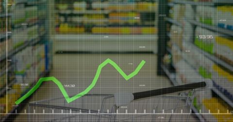 Rising Stock Market Graph Overlay in Grocery Store - Download Free Stock Images Pikwizard.com