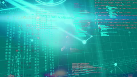 Digital Data Flow with Connected Network in Blue