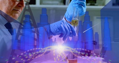 Senior researcher analyzing experiment in modern laboratory setting