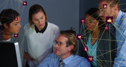 Team Collaboration with Digital Technology in Modern Office