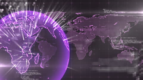 Global Networking Technology with Purple World Map