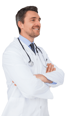 confident doctor wearing white coat on transparent background - Download Free Stock Videos Pikwizard.com