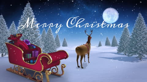 Christmas Countdown: Animated Sleigh and Reindeer in Moonlit Forest