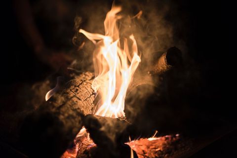 Crackling Campfire in Dark Night Atmosphere