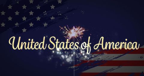 Patriotic Sparkler and USA Text with American Flag Art