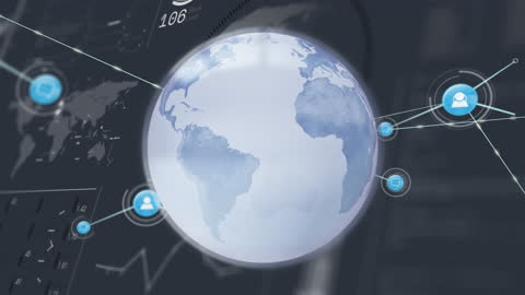 Global Network Animation with Holographic World Rotating