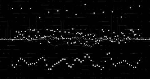 Displaying Monochrome Digital Waveform and Pixel Grid for Tech Backgrounds