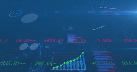 Dynamic Digital Data Screen with Financial Graphs - Download Free Stock Images Pikwizard.com