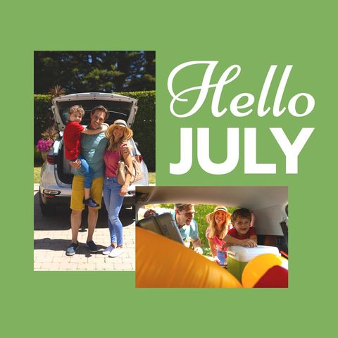 Smiling family embarks on summer road trip adventure