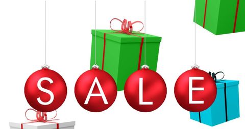 Festive christmas sale concept with baubles and gifts