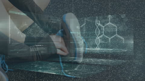 DNA Analysis Overlay on Athlete Preparing for Training