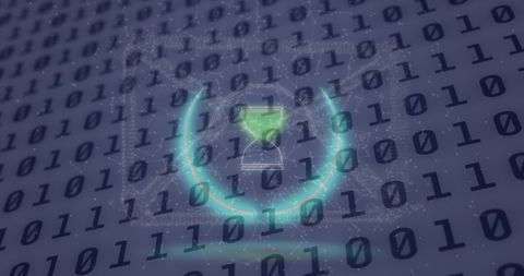 Neon Hourglass and Binary Code on Digital Interface - Download Free Stock Images Pikwizard.com