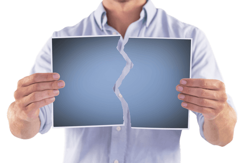 Transparent Background With Man Holding Torn Placard