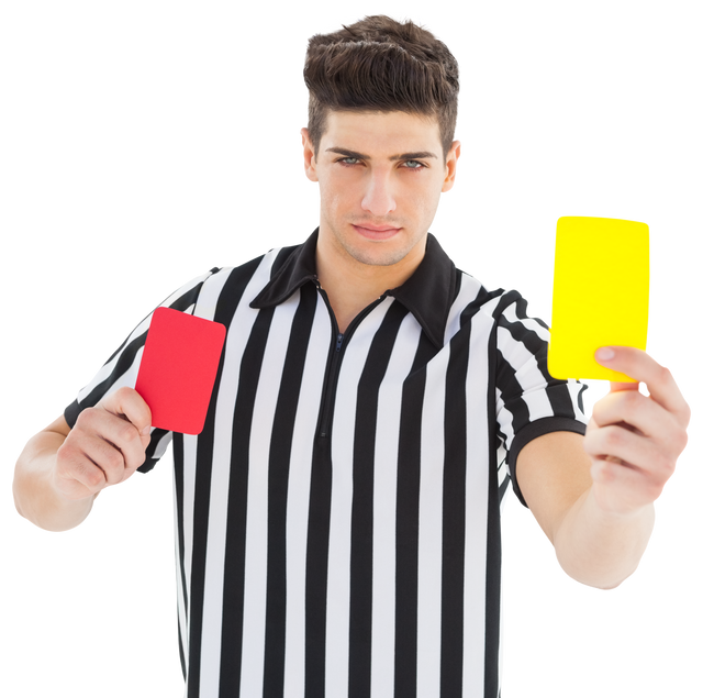 Transparent Background Referee Showing Red and Yellow Cards Against White - Download Free Stock Videos Pikwizard.com