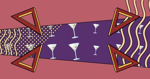 Retro abstract cocktail art with geometric patterns