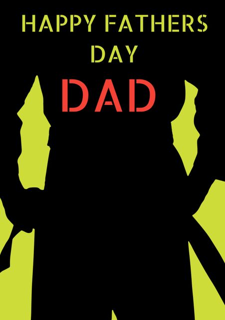 Design featuring father and child silhouette with 'Happy Father's Day Dad' greeting. Suitable for custom Father's Day cards, social media posts, promotional materials for family events or mentorship programs.