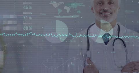 Doctor Surrounded by Digital Financial and Medical Data Interface - Download Free Stock Images Pikwizard.com