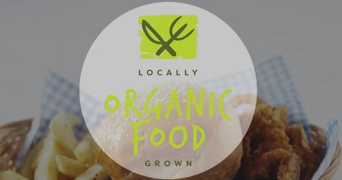 Locally grown organic food sign with meals