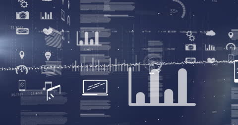 Digital Financial Data Visualization with Graphs and Icons
