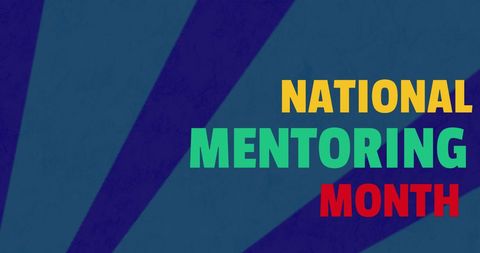 National mentoring month text on colorful striped background