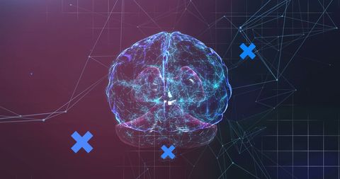 Digital Brain Network with Crosses on Space Background - Download Free Stock Images Pikwizard.com