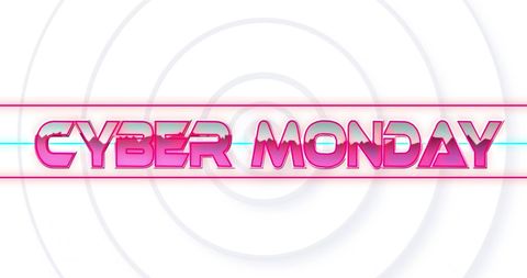 Bright Pink Cyber Monday Promotion Over White Spiral Pattern - Download Free Stock Images Pikwizard.com