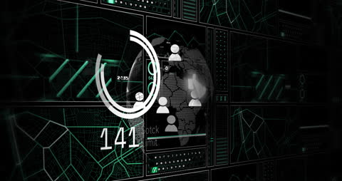 Futuristic Digital Interface with Rotating Globe Hologram