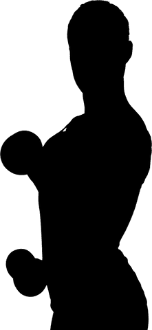 Transparent silhouette of woman lifting barbells