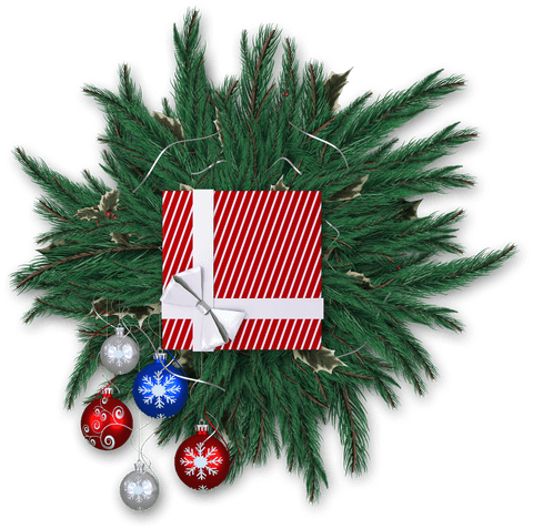 Transparent Fir Wreath with Gift and Ornaments Decoration - Download Free Stock Videos Pikwizard.com