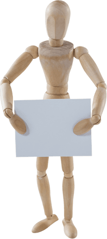 Transparent Wood Figurine Holding Blank Sign Mockup - Download Free Stock Videos Pikwizard.com