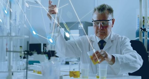 Scientist Conducting Lab Experiment with Digital Overlay - Download Free Stock Images Pikwizard.com