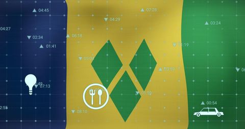 Digital Interface and Data Over Saint Vincent and the Grenadines Flag