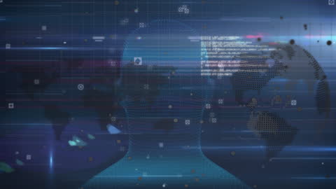 Futuristic Digital World and Human Head Visualization