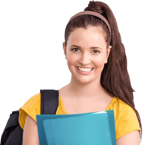 young happy woman carrying backpack and notes on transparent background - Download Free Stock Videos Pikwizard.com