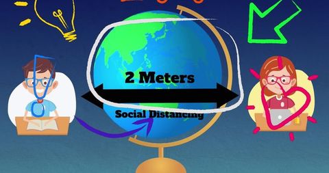 Social Distancing in Education: Global Pandemic Concept Illustration