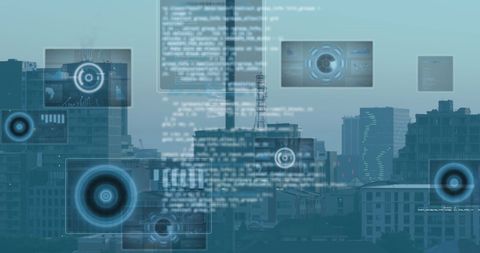 Digital Data Interfaces Over Modern Cityscape - Download Free Stock Images Pikwizard.com