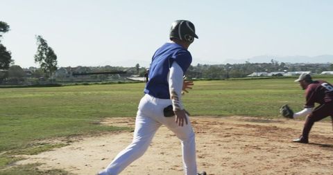 Baseball Players Competing Intense Game of Speed and Skill