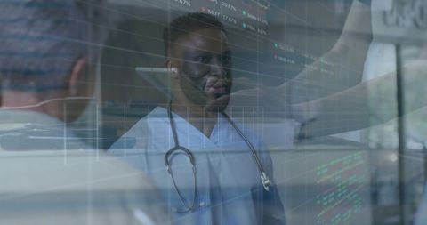 Digital healthcare professional consulting in modern clinic