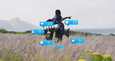 Scenic trekking adventure with social media integration