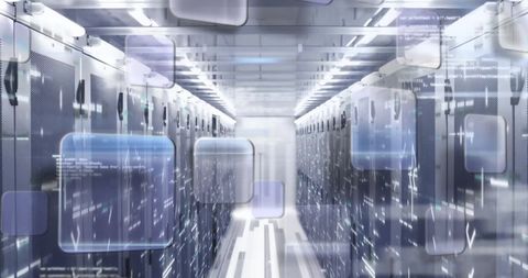Modern Data Center with Digital Interface Overlays - Download Free Stock Images Pikwizard.com