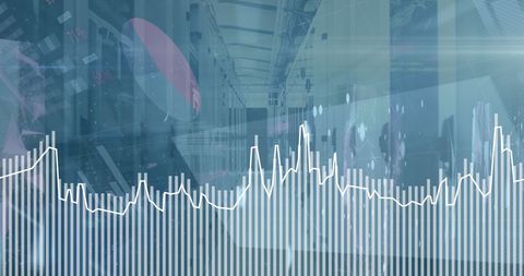 Financial Data Analysis Overlaying Server Room - Download Free Stock Images Pikwizard.com