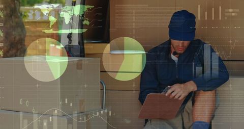 Deliveryman Managing Logistics with Digital Data Integration - Download Free Stock Images Pikwizard.com