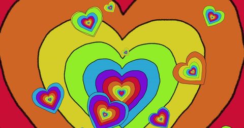 Vibrant rainbow hearts celebrating lgbtq pride and equality