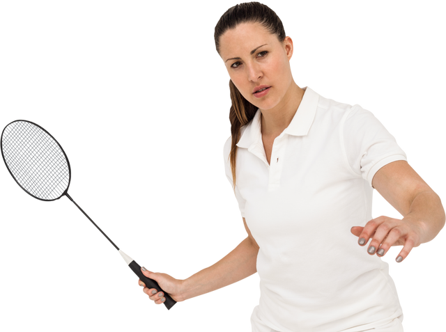 Focused Female Badminton Player with Racket in Transparent Background - Download Free Stock Videos Pikwizard.com