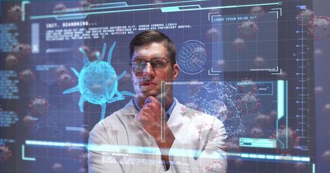 Male Doctor Analyzing Digital Medical Interface COVID-19 Theme - Download Free Stock Images Pikwizard.com