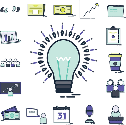 Digital Business Icons with Lightbulb on Transparent Background - Download Free Stock Videos Pikwizard.com