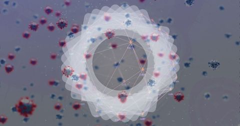 Abstract molecular structure circles in viral background