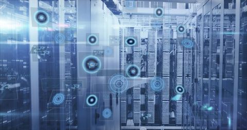 high-tech data center with mathematical overlay and symbols - Download Free Stock Images Pikwizard.com