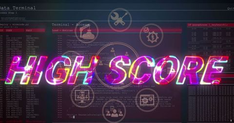 High Score Glitch Text with Data Processing Icons - Download Free Stock Images Pikwizard.com